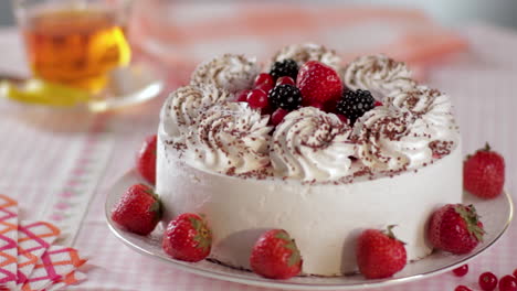 Delicious Fruit Cake with Whipped Cream
