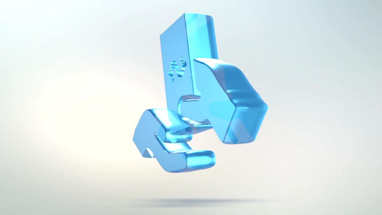 el icono de dar dinero está hecho de vidrio. icono de manos de efectivo giratorio translúcido con color azul-verde del canal alfa. aislado sobre fondo blanco