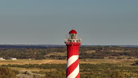 Closeup-drone-shot-of-a-lighthouse-in-Zeeland