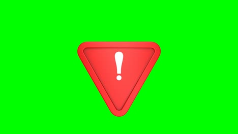 red triangle and exclamation point on green background. isolated 3d render