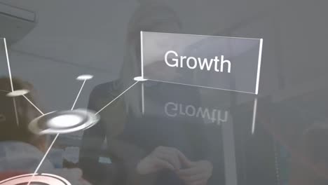 animación de negocios, crecimiento e innovación sobre maestras caucásicas durante las clases