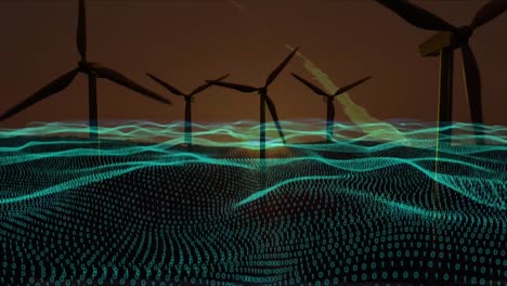 animation of data processing over wind turbines
