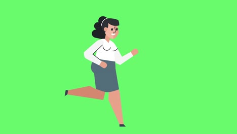 Flat Graphic Design Business Woman Character Run Cycle Isolated Loop Animation