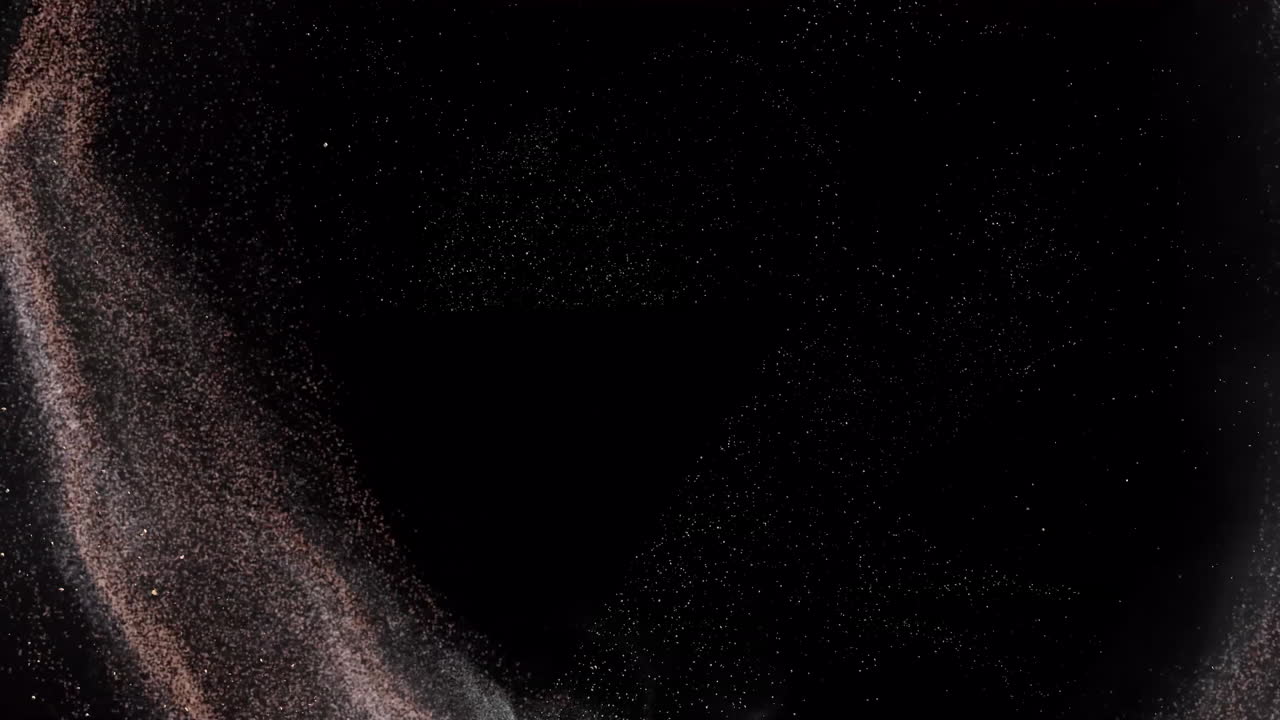 Particles forming abstract shapes, dynamic movement animation on black background