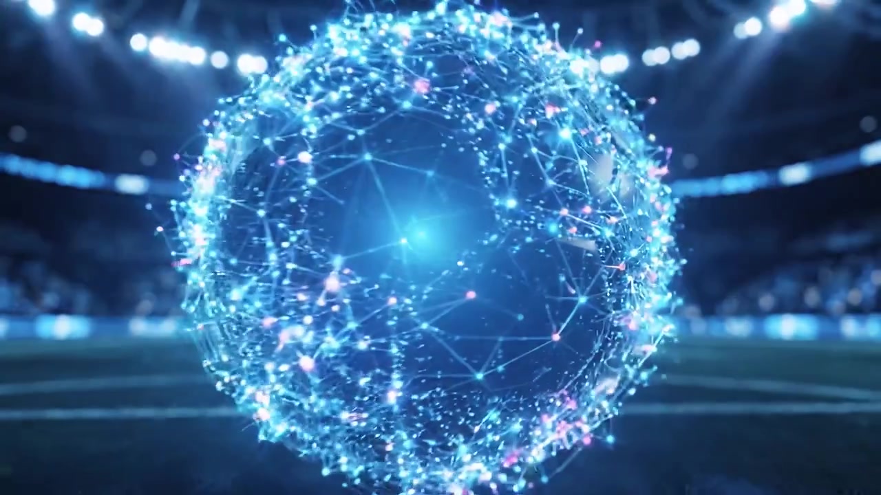 A Futuristic Sphere of Light and Data Illuminates a Stadium, Representing the Intersection of Technology and Sports Analytics in Motion.