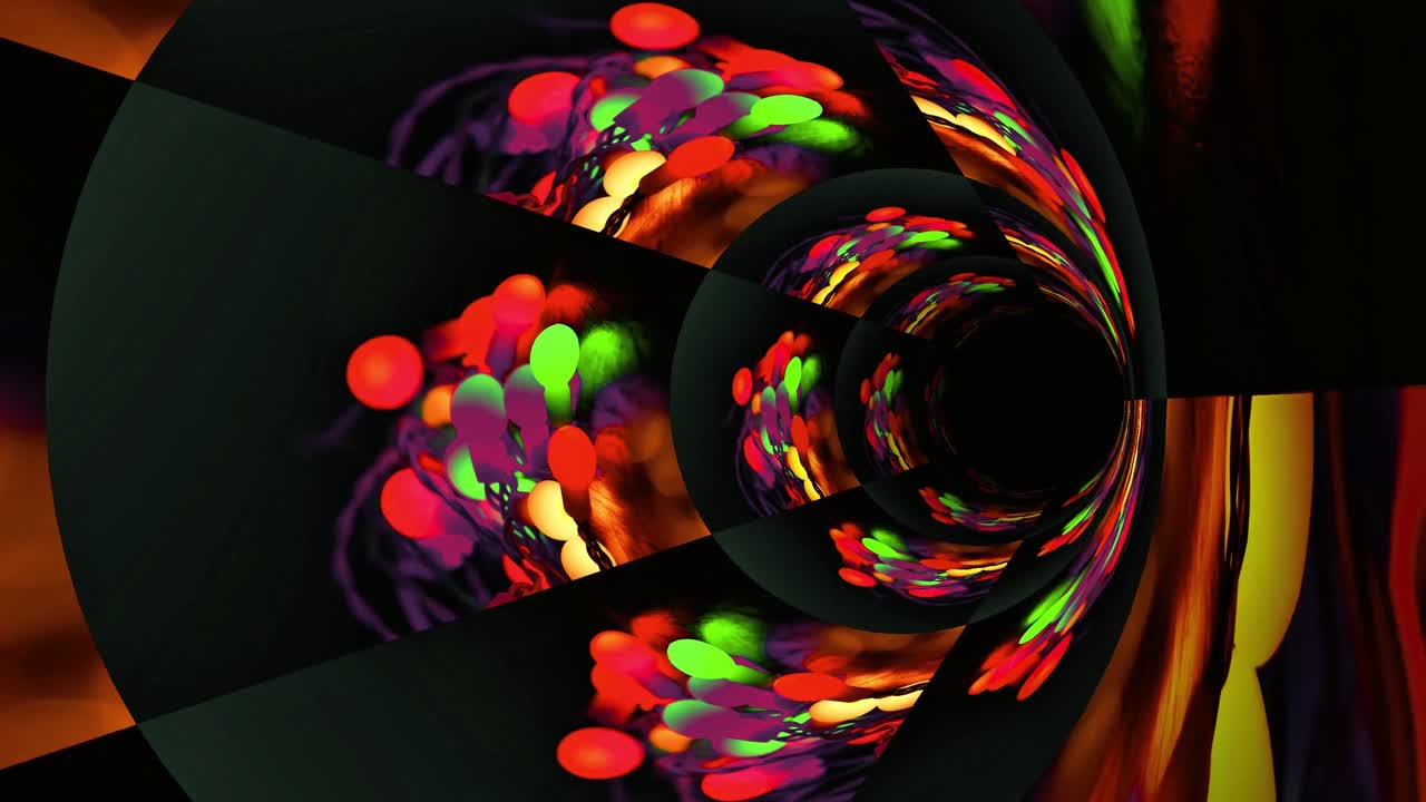Abstract Colorful Lights Swirling in a Tunnel Vortex