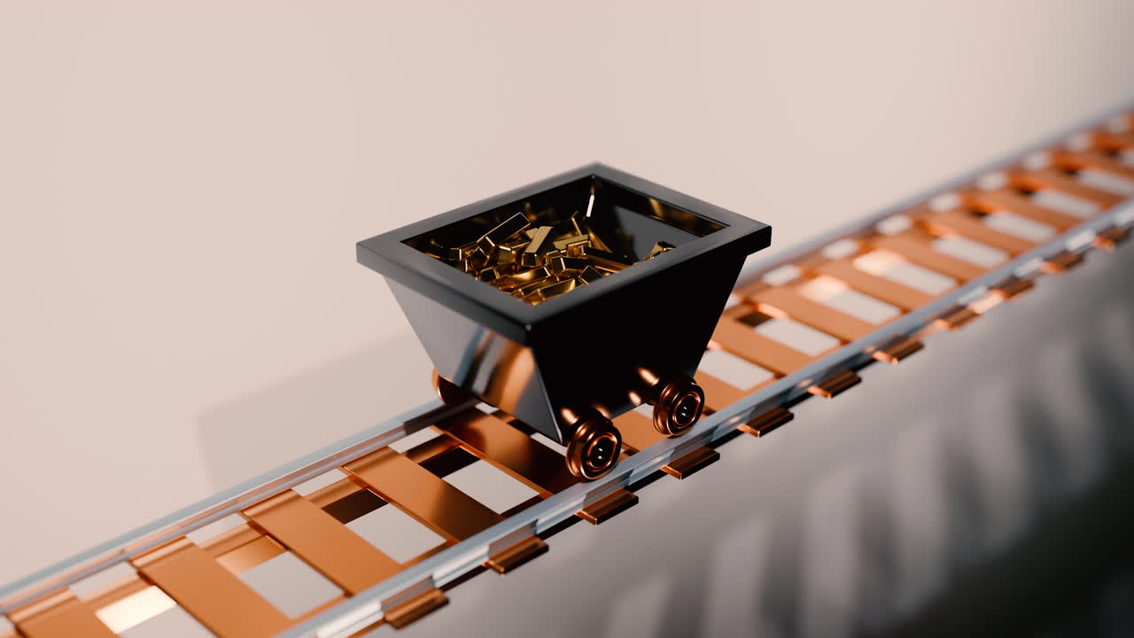 carro de minería de oro en la vía