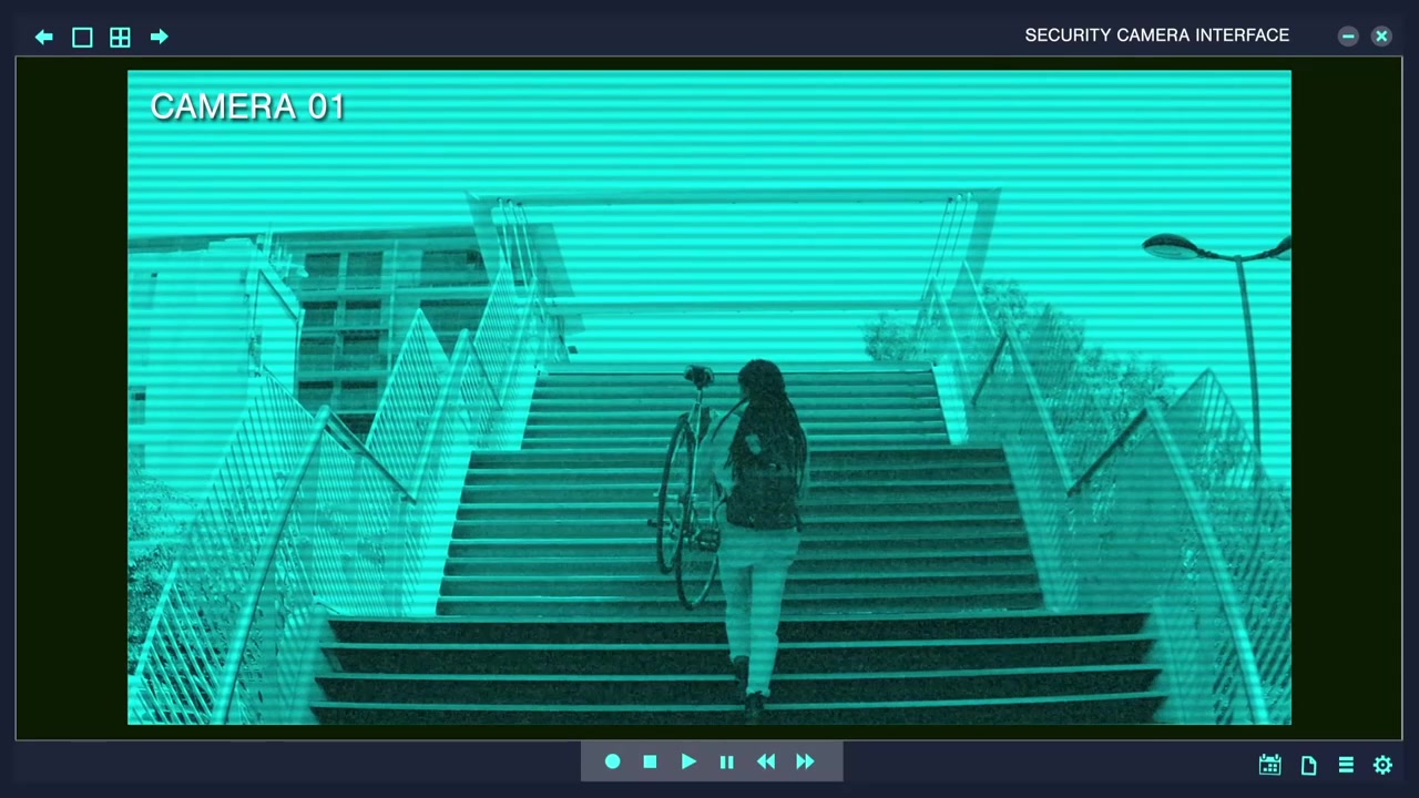 다양한 도시 장소의 사람들을 보여주는 보안 카메라 영상