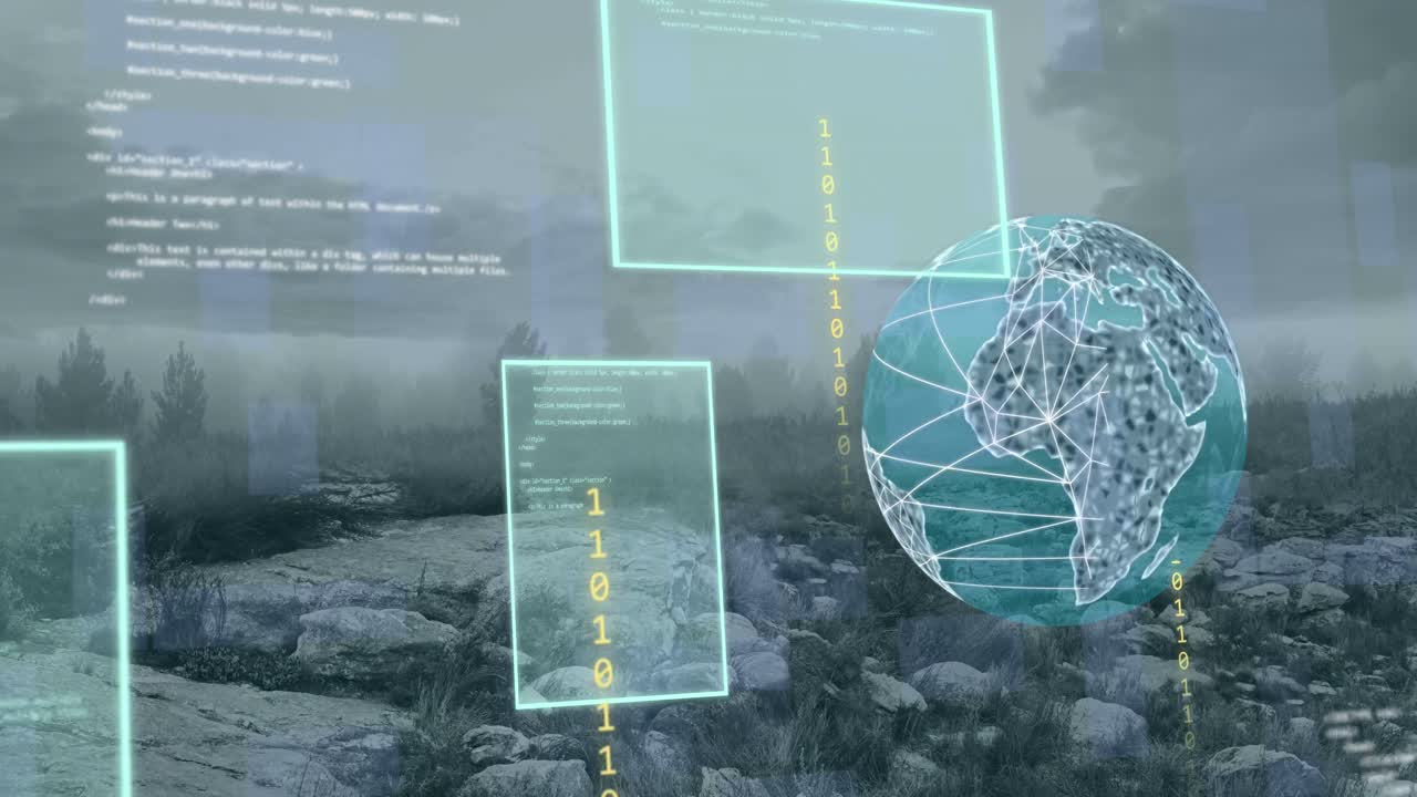 지구의 애니메이션과 도시 풍경에 대한 데이터 처리