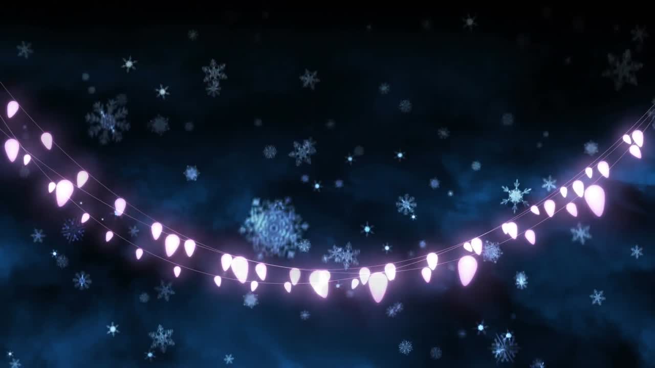 크리스마스 요정 불빛, 눈송이 및 별의 애니메이션