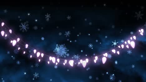 animation of christmas fairy lights, snowflakes and stars