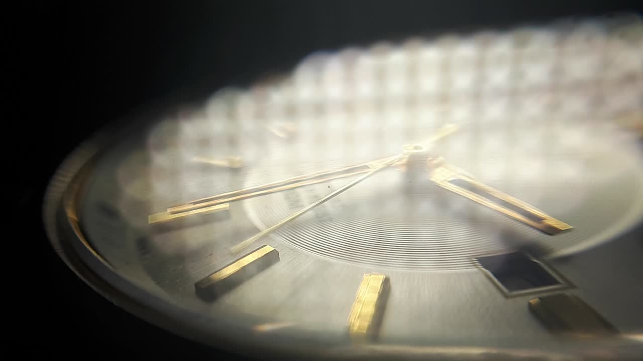 Extreme Close-Up Of Mechanical Watch Clockwise