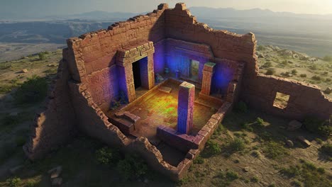 ancient ruins illuminated: a stunning exploration of a mystical temple surrounded by vibrant nature and expansive desert landscapes