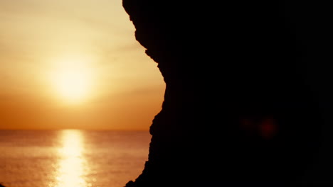 sunset through a cave