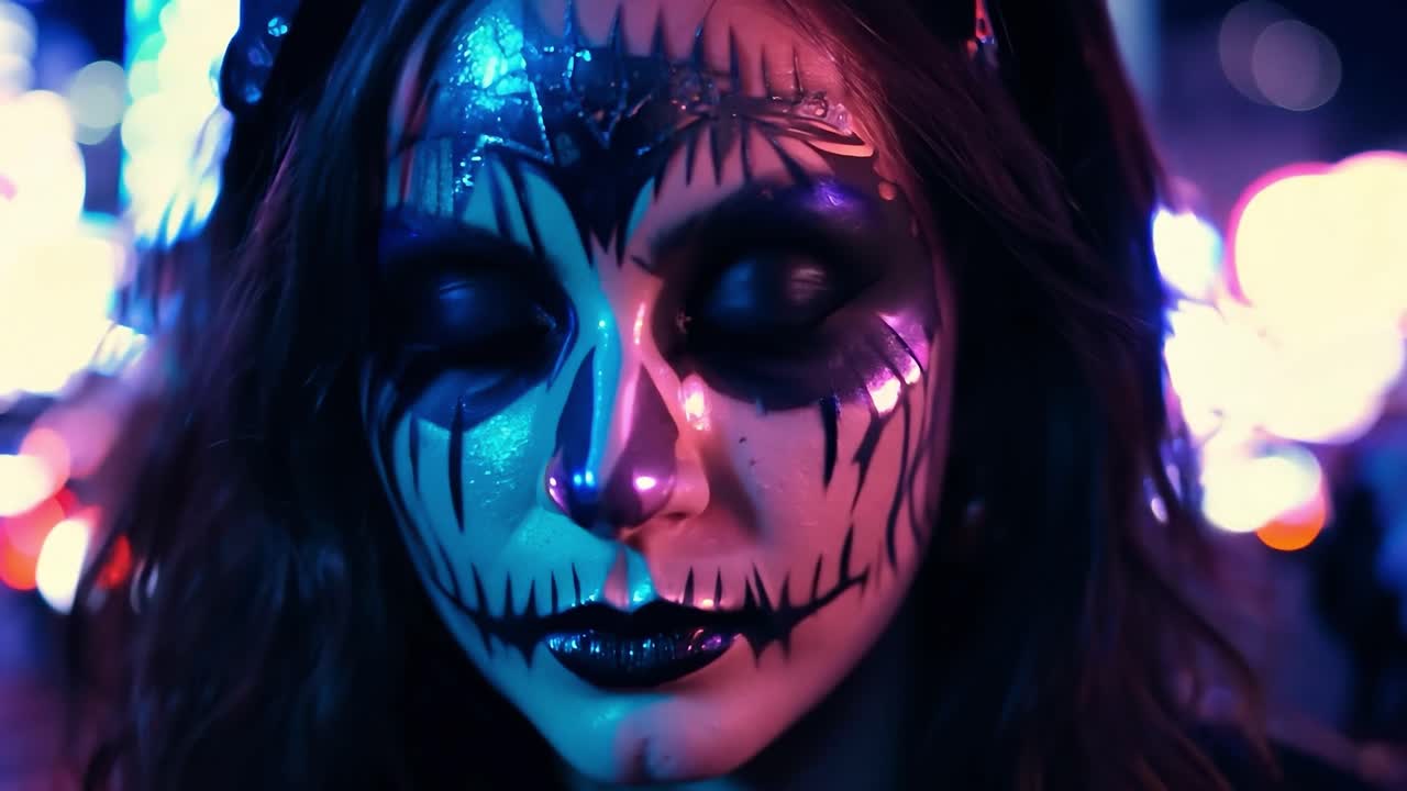 Kvinne i et skummelt Halloween-kostyme