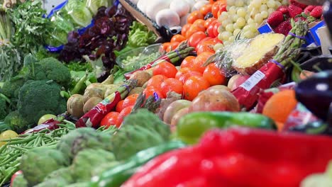 local fresdh fruits market, displayed side by side, barbate port, cadiz, spain