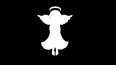 a drawn stylized angel with moving wings