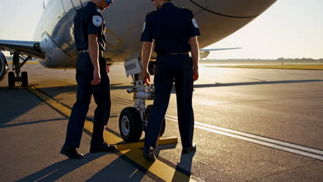 airport ground crew working on aircraft