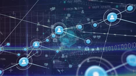 Animation-of-binary-coding,-network-of-connections-and-data-processing