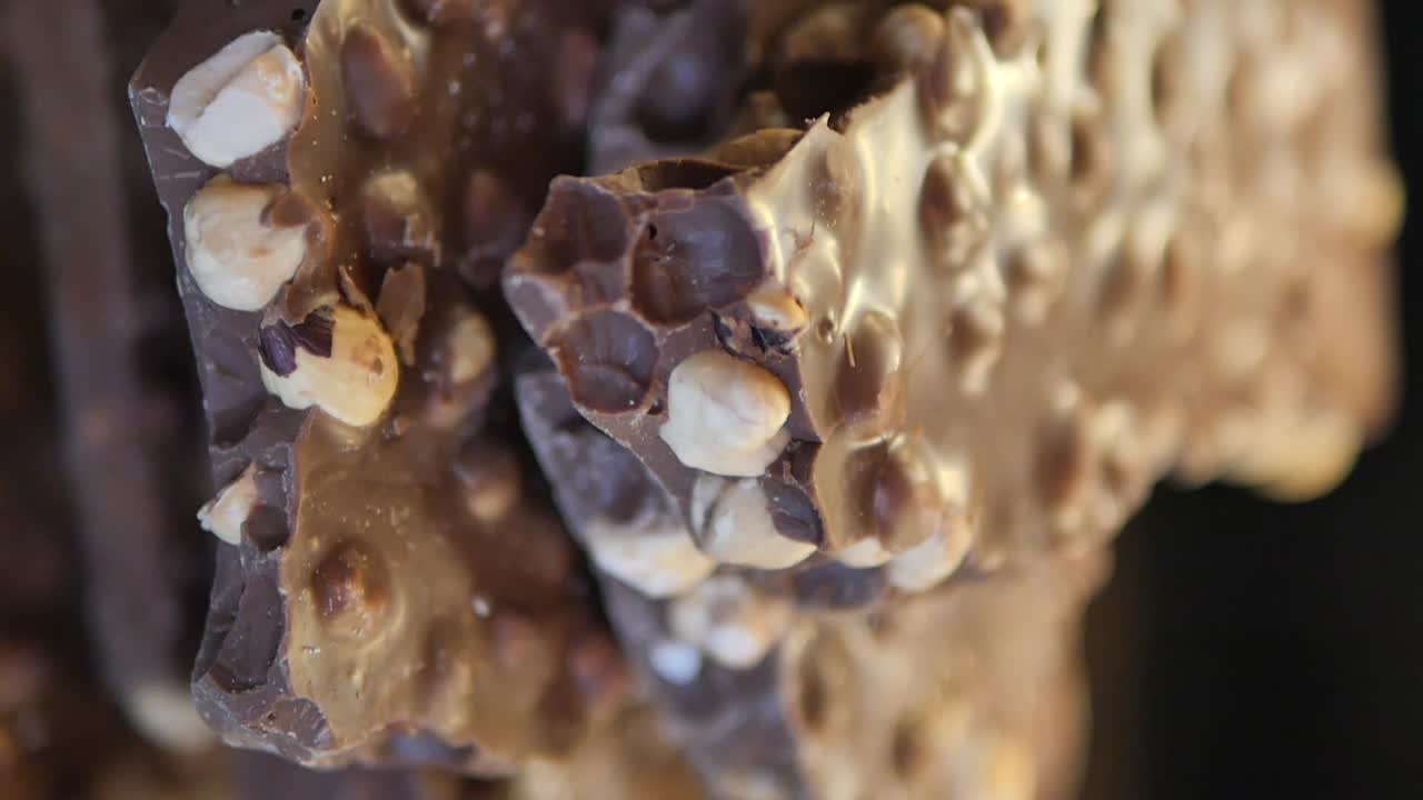 Close Up of Delicious Chocolate with Hazelnuts