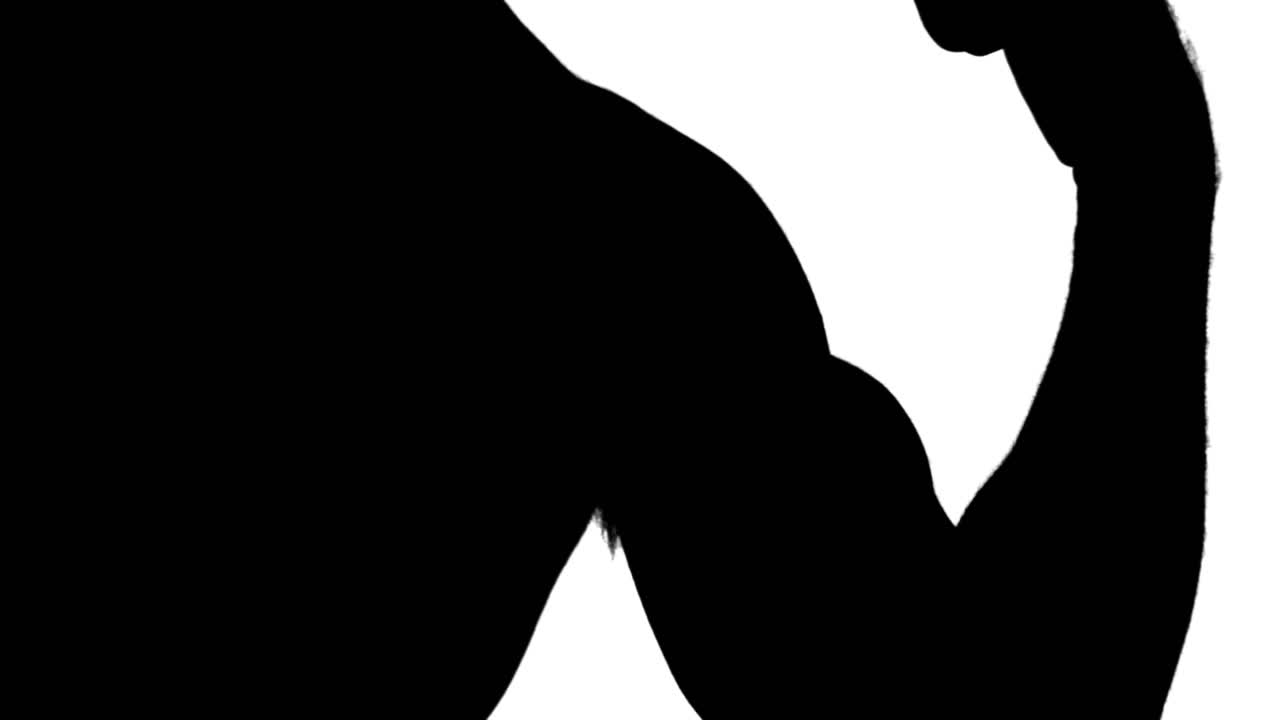 근육 을 구부리는 사람 의 근육 의 실루 ⁇