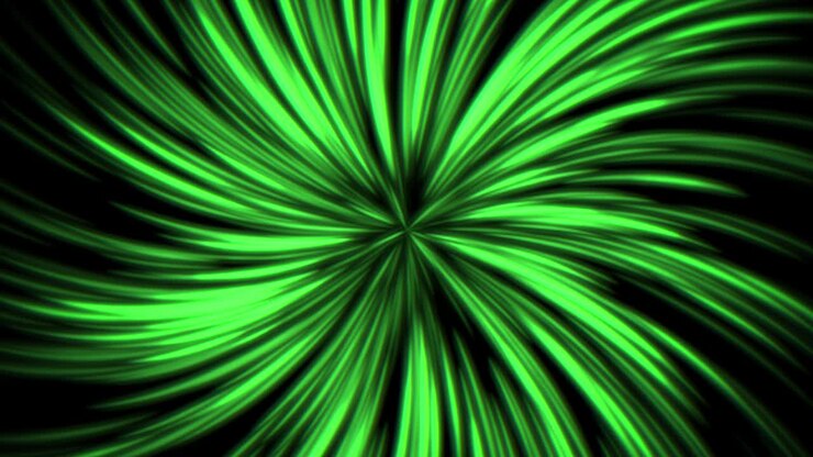 Abstract green rays and lines in 80s style
