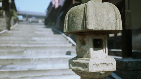 stone lantern and steps in a japanese garden