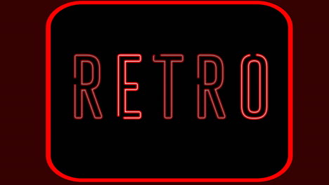 animation of neon retro text over dark background