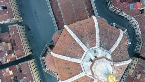 drone flies over duomo in florence, italy