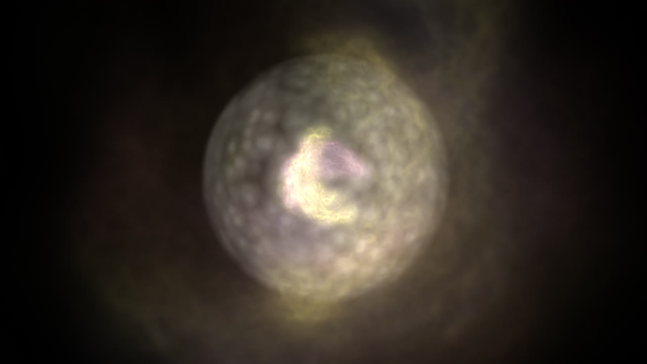 simulación de la capa de electrones con nube de fondo que se desplaza rápidamente y cambia de color