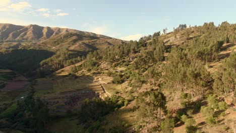 cultivated landscape of inkilltambo, archaeological site in cusco, peru