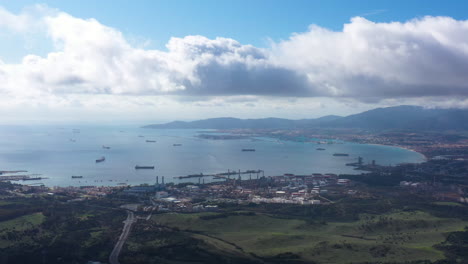 Chemical-industry-and-oil-plant-Gibraltar-bay-Algeciras-aerial-sunny-day-Spain