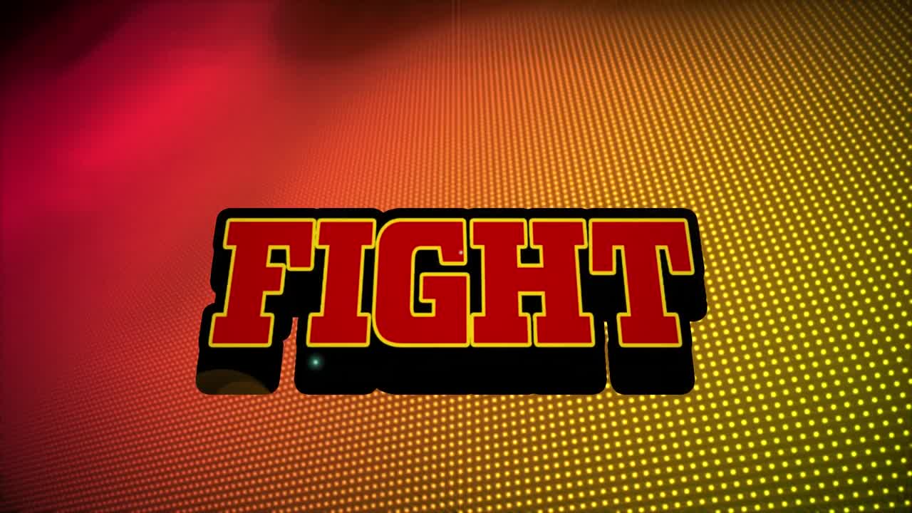 animación del texto de la lucha sobre puntos que forman un patrón de onda en el fondo