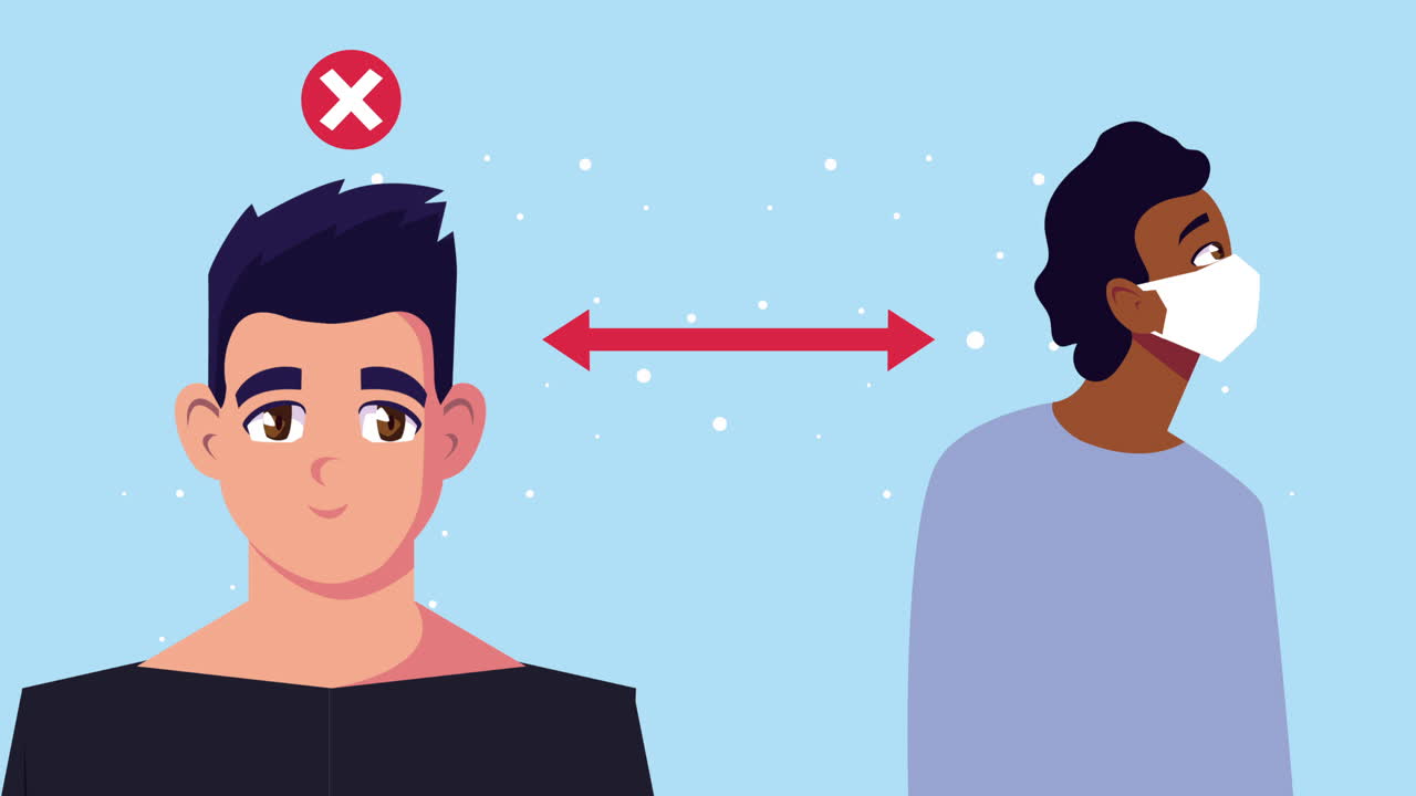 코로나19를 예방하기 위해 얼굴 마스크를 착용하고 사회적 거리를 지키는 남성