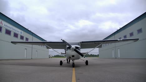 external safety inspection of propeller airplane - pilot walk-around