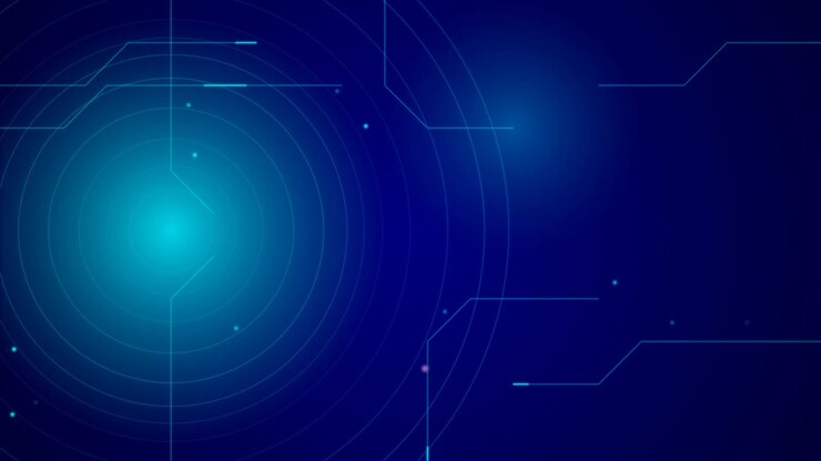 Abstract Digital Radar Interface with Glowing Blue Circles