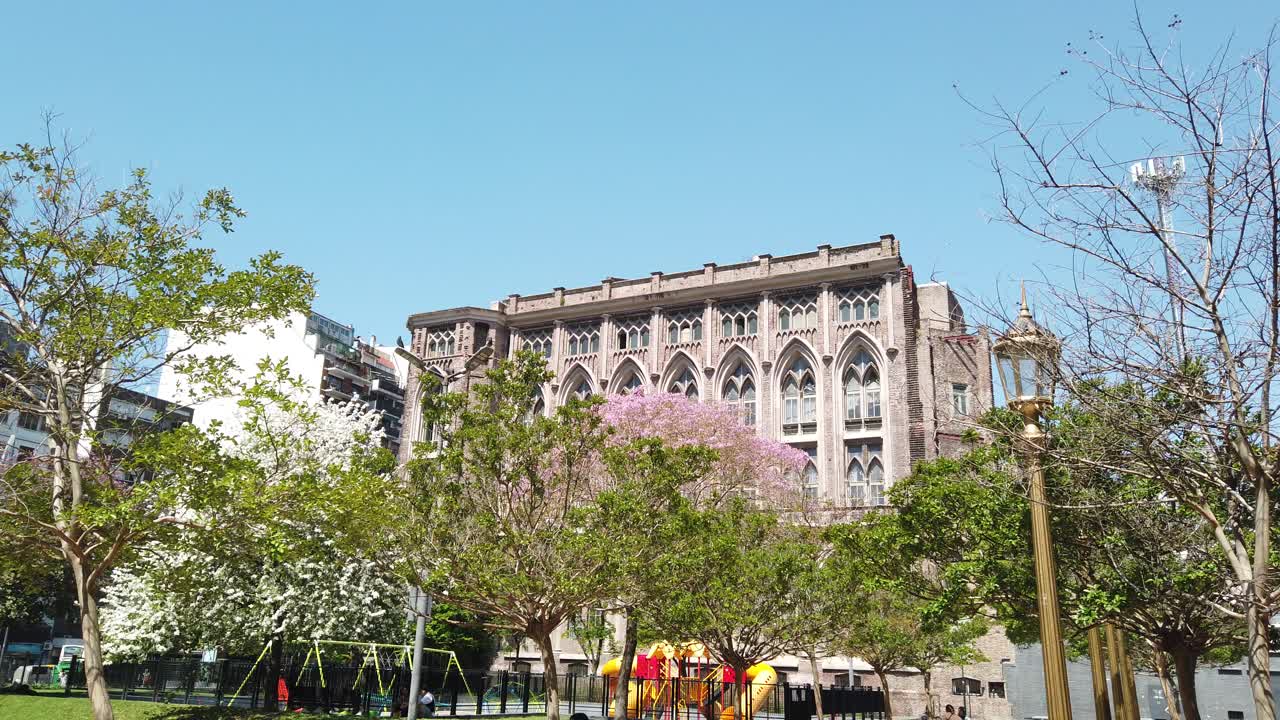 Gothic Architecture Building in a City Park