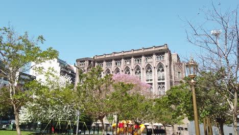 gothic architecture building in a city park