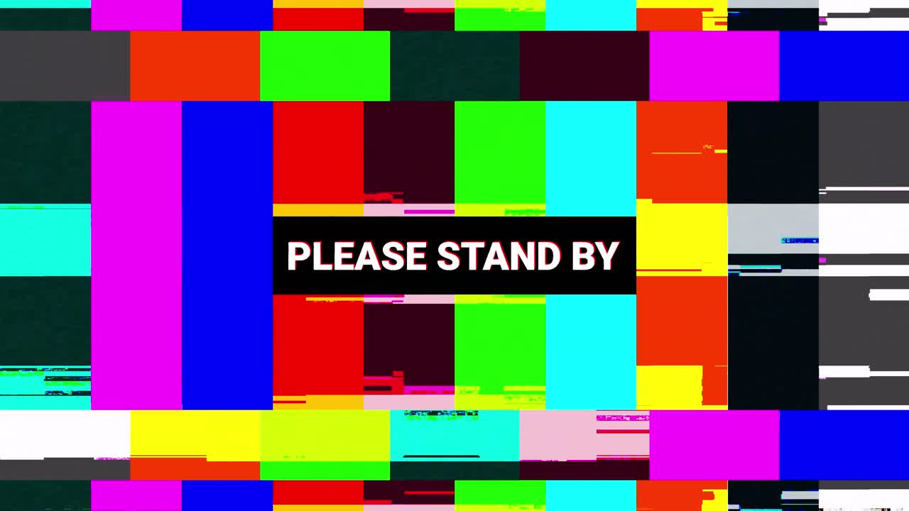Digital Glitch Effect on Television Test Pattern with Text