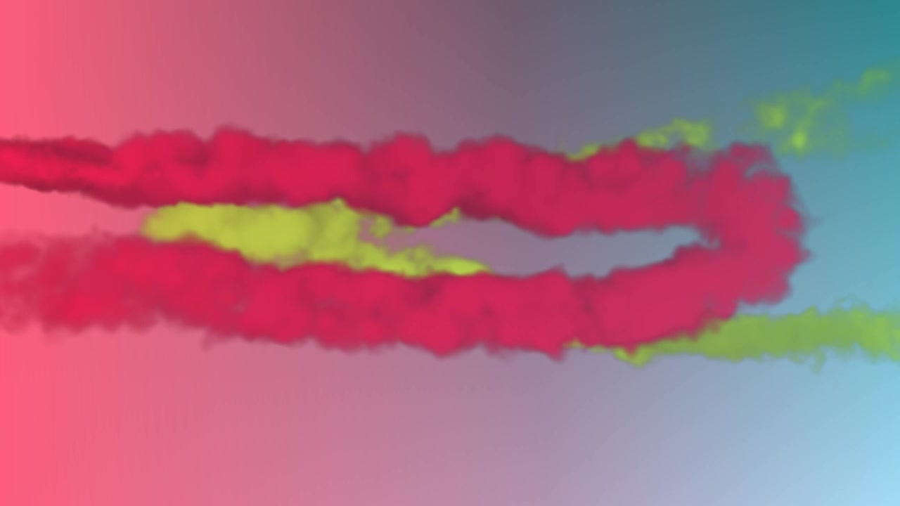 Abstract Colorful Smoke Flowing and Interacting on a Vibrant Gradient Background