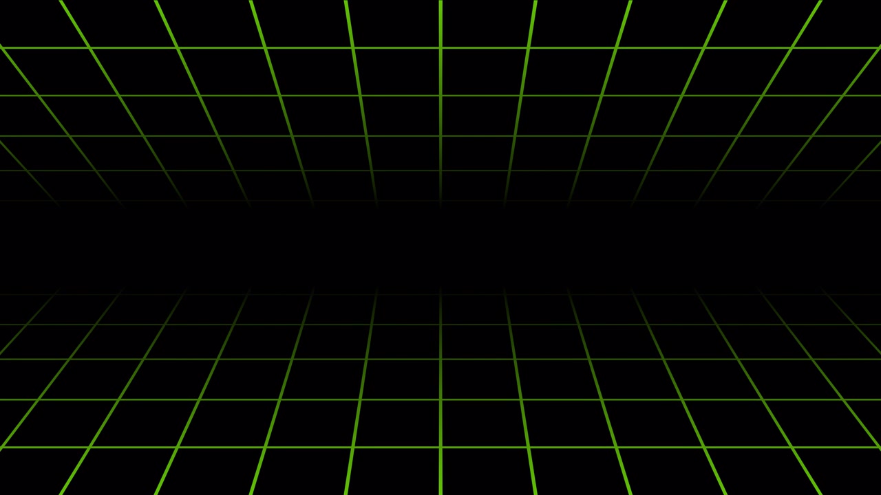 Animated Green Grid Lines Moving on Black Background