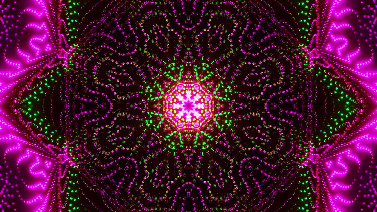 Design astratto viola e nero. Loop VJ caleidoscopico