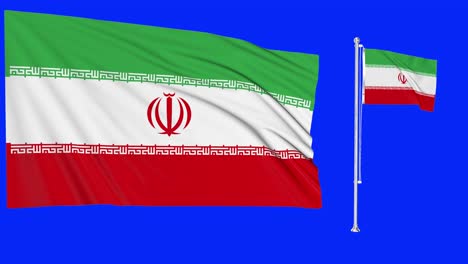 green screen waving iran flag or flagpole