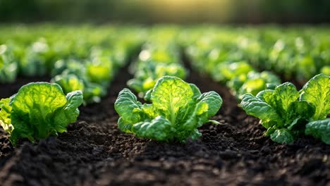 lettuce field at sunset