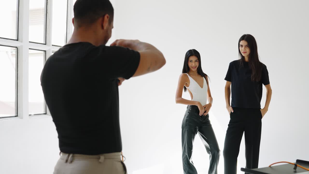 Fashion shoot with models in studio