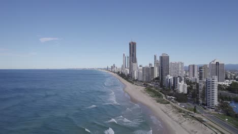 Aerial-View-Of-Towering-Apartments-At-Main-Beach-Parade-In-Gold-Coast,-Queensland,-Australia