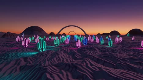 paisaje desértico de cactus de neón