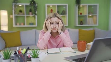 young university student girl who is tired of studying.