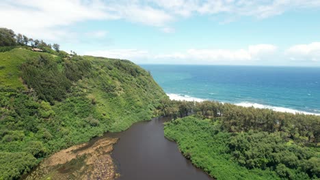 scenic pololu valley green hawaiian paradise island coastline aerial view overlooking pacific ocean