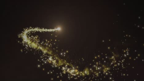 animación de un rastro de luz dorado en movimiento sobre un fondo negro